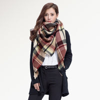 Winter Plaid Square Knitted Scarf