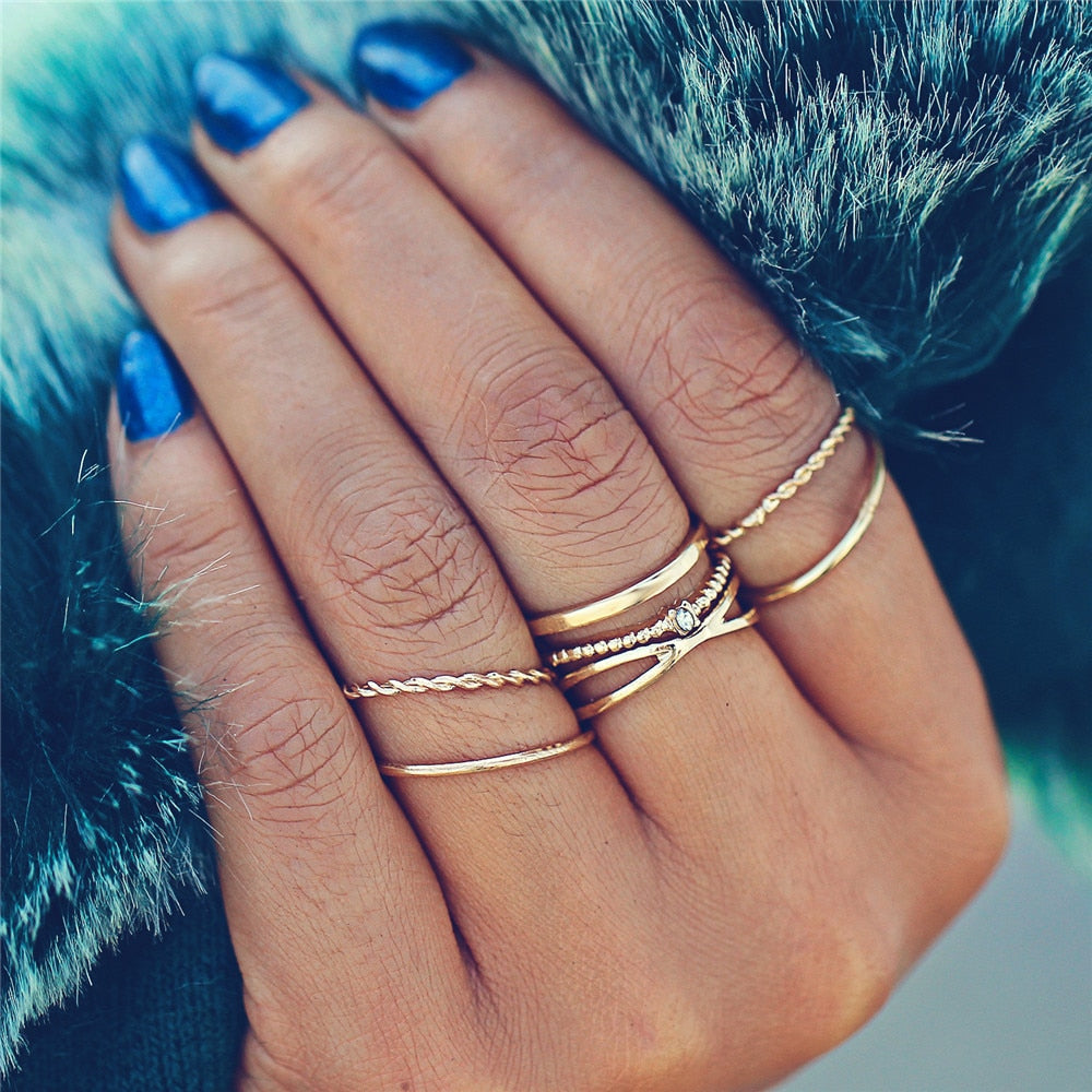 Fashion Gold Color Knuckle Rings Set